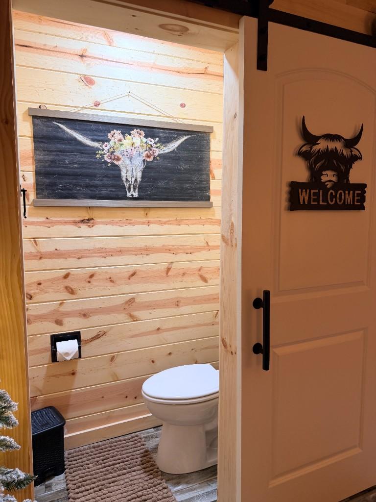 Blue Ridge Haven half bath with sliding barn door