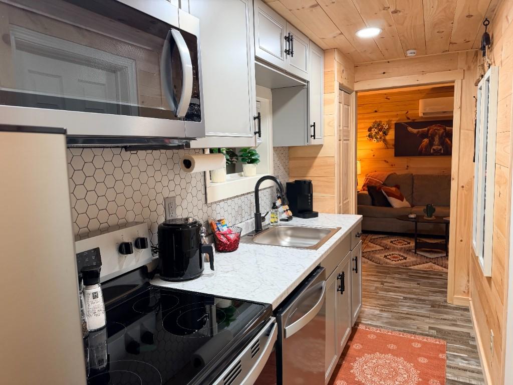 Blue Ridge Haven kitchen opening to the living area